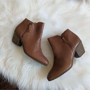 FRYE Judith Double Zip Ankle Boots Whisky  Brown Tan Leather Size 8